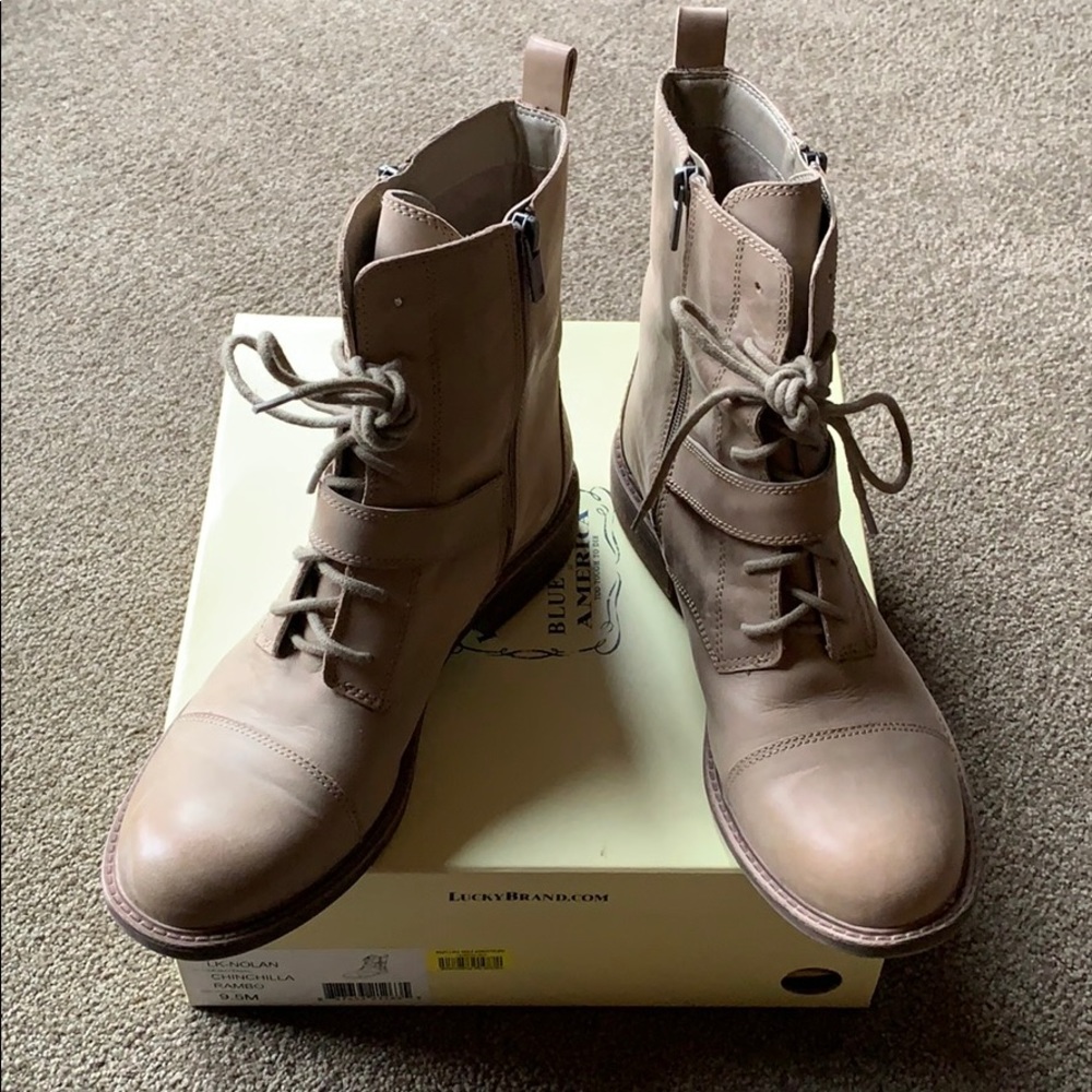 Lucky Brand Chinchilla, Rambo leather boots 9.5💕